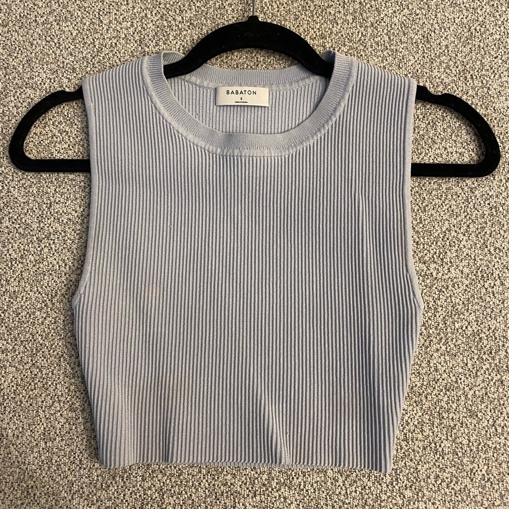 Light Blue Ribbed Aritzia Tank Top